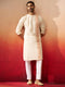 Men's White Rust Jamdani Kurta Pyjama Set
